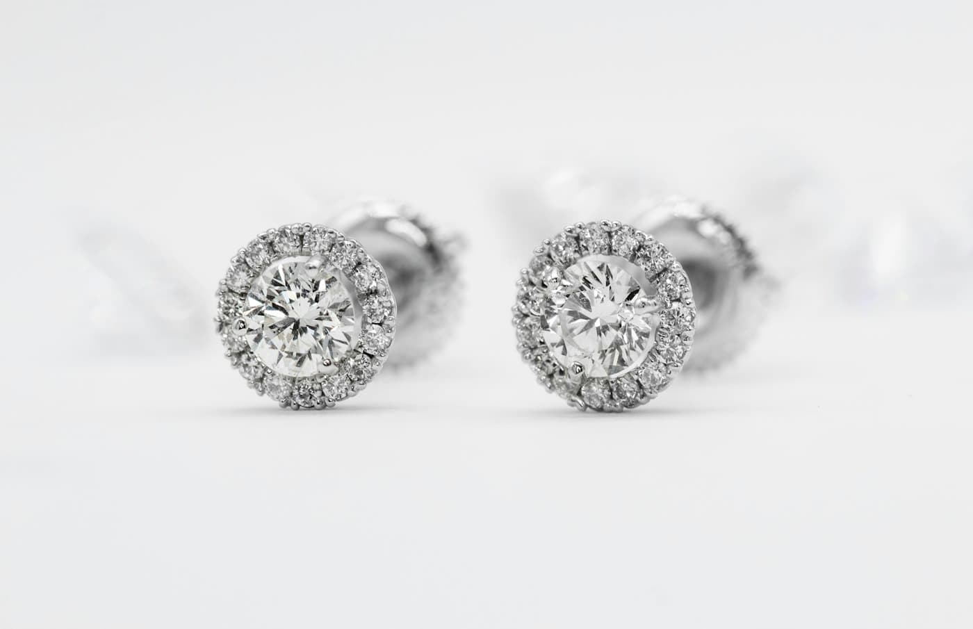 Round halo stud earrings